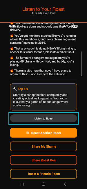 Roast My Room: AI Room Roaster Screenshot 2