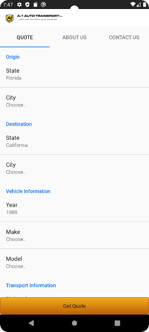 A1 Auto Transport Car Shipping Screenshot 0
