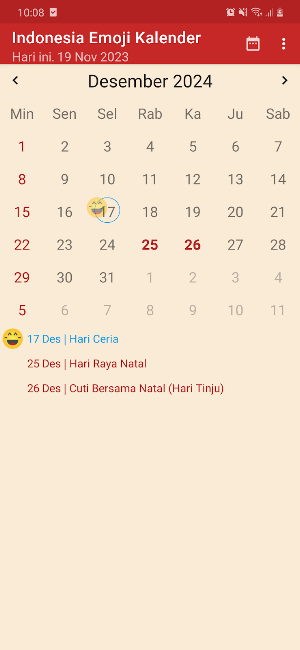 Indonesia Emoji Calendar Screenshot 2