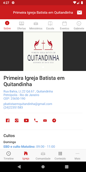 Primeira Igreja Batista em Quitandinha Screenshot 1