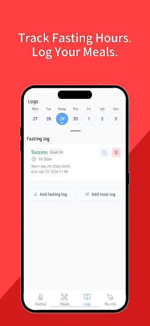 FastLog: Fasting & Meal Log Screenshot 2