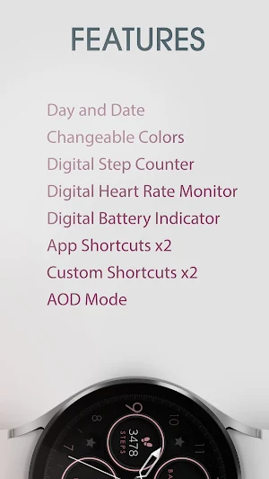 Rose Gold Analog Watch Face Screenshot 2