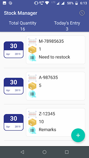 Stock Manager Using Barcode Scan Screenshot 1