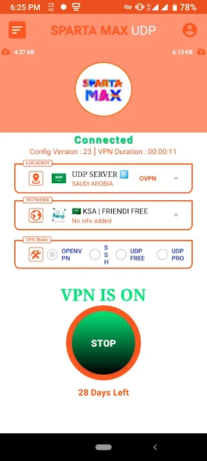 SPARTA Max UDP Screenshot 0