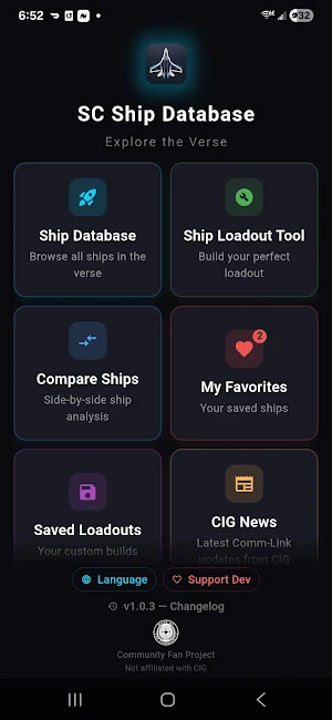 SC Ship Database Screenshot 0