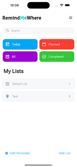 RemindMeWhere Reminders Screenshot 1