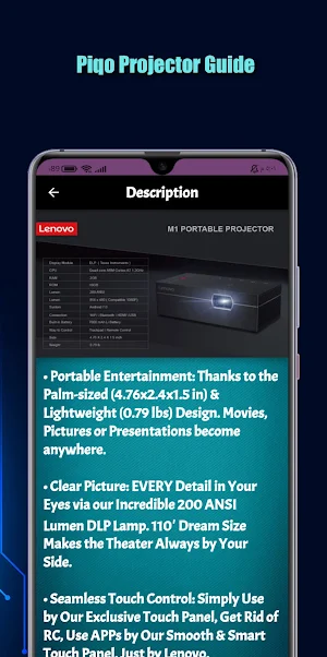 Piqo Projector Guide Screenshot 2