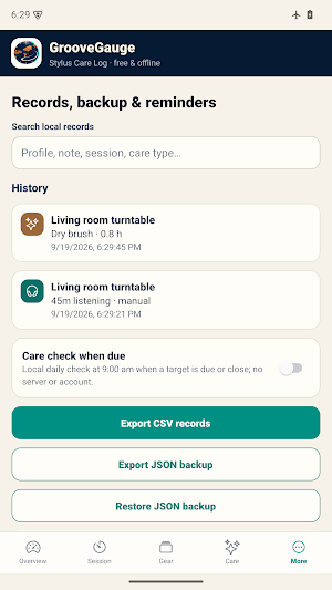 GrooveGauge: Stylus Care Log Screenshot 3