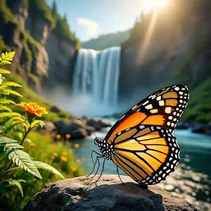 Butterfly Waterfall Wallpapers Screenshot 1