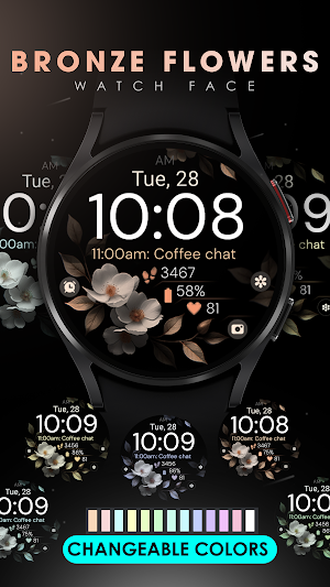 Bronze Flowers watch face Screenshot 2
