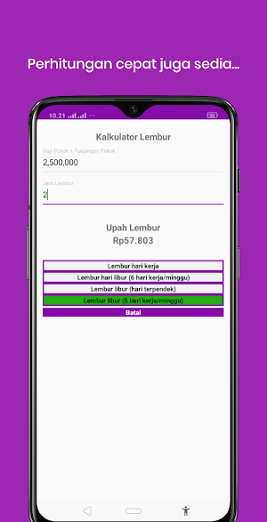 Upah Lembur Screenshot 2