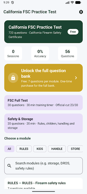 California FSC Practice Test Screenshot 0