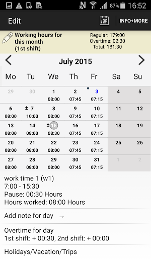 Worktimes - employee Screenshot 0
