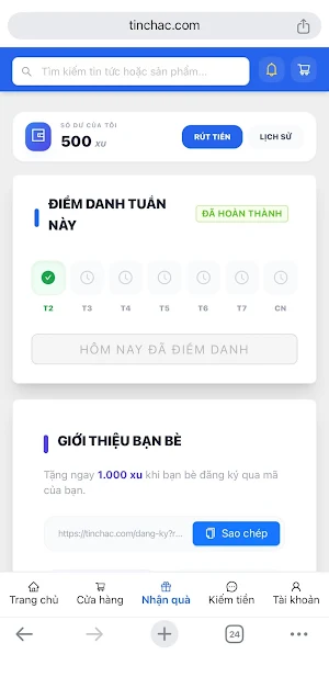 TinChac: Đọc báo kiếm tiền Screenshot 1