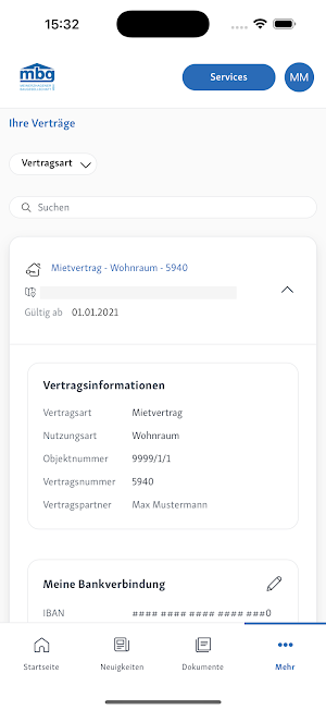 mein mbg Serviceportal Screenshot 2