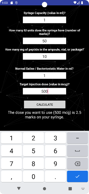 Peptide Calculator Screenshot 1