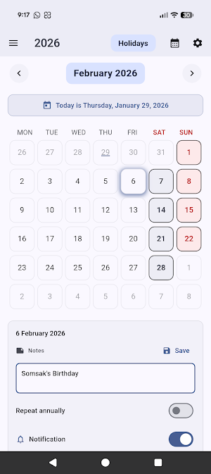 Thai Calendar Screenshot 0