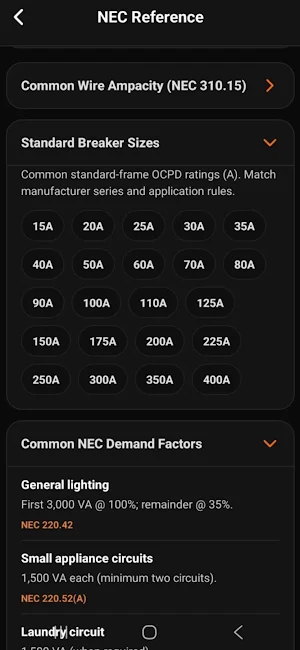 VoltKit: NEC 2026 Tools Screenshot 2