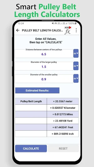 Pulley Belt Length Calculator Screenshot 1