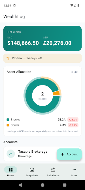 WealthLog: Portfolio Tracker Screenshot 0