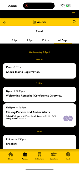 BCA Conferences Screenshot 2
