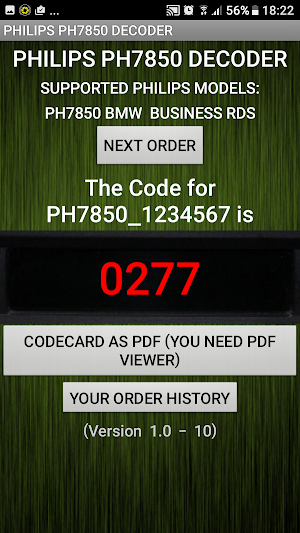 PH7850 Radio Code Decoder Screenshot 1