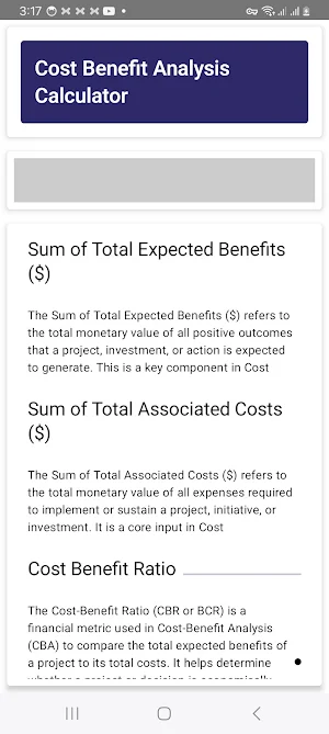 CBA Calculator Screenshot 1