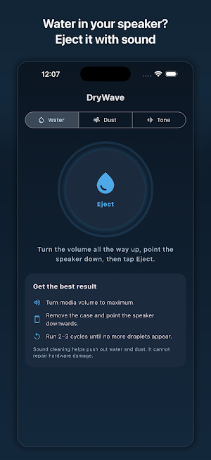 DryWave: Water Eject & Clean Screenshot 0