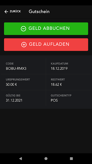 Gutscheine Händlerapp Screenshot 1