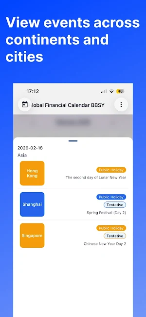 Global Financial Calendar BBSY Screenshot 2