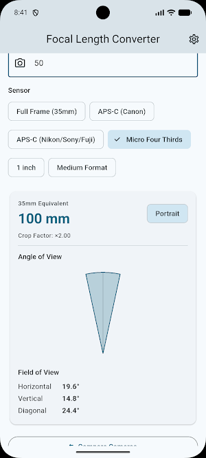 Focal Length Converter Screenshot 1