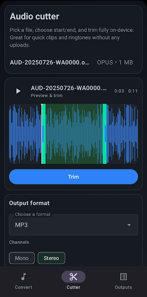 Audio Converter (MP3 OPUS OGG) Screenshot 1