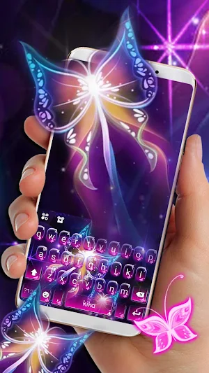 Neon Butterfly Keyboard Theme Screenshot 2