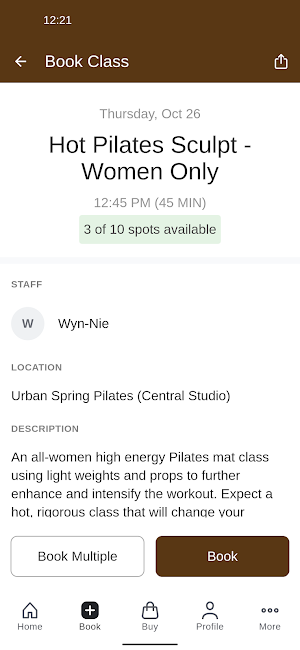 Urban Spring Pilates Screenshot 2