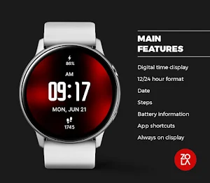 Red Elegant Pro Watch Face Screenshot 1