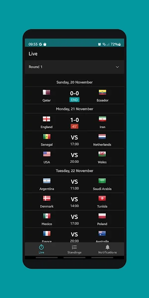 Live Scores for World Cup 2022 Screenshot 0