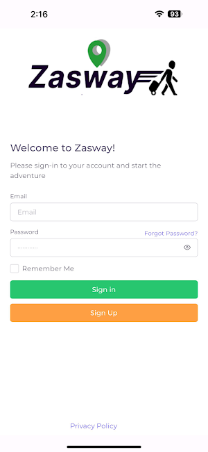 Zasway Passenger App Screenshot 0
