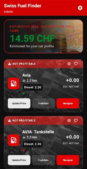 Swiss Fuel Finder - SFF Screenshot 2