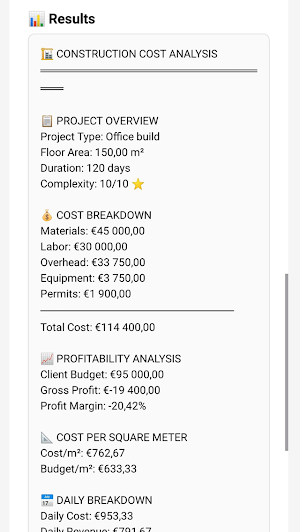 BuildProfit Construction Cost Screenshot 2