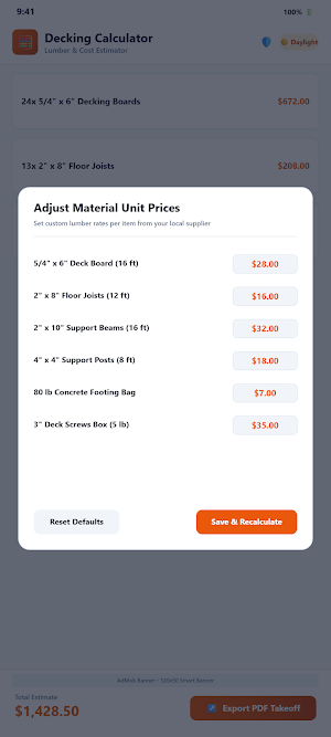 Decking Calculator Screenshot 2