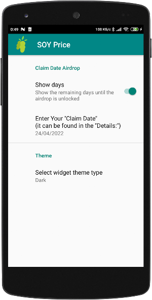 SOY Price Widget Screenshot 1