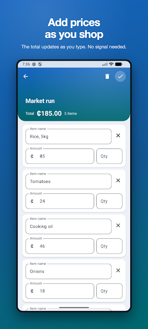 Tally Up: Shopping List Total Screenshot 2