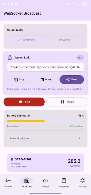 SensorCast -Stream Sensor Data Screenshot 0