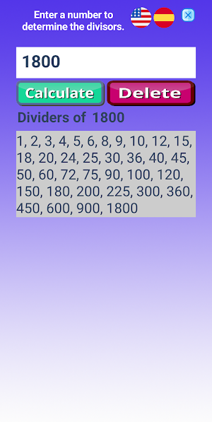 Divisors of a number Screenshot 2