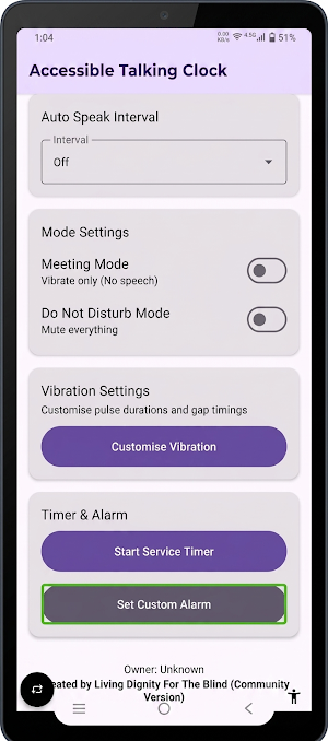 Accessible LDB Talking Clock Screenshot 2