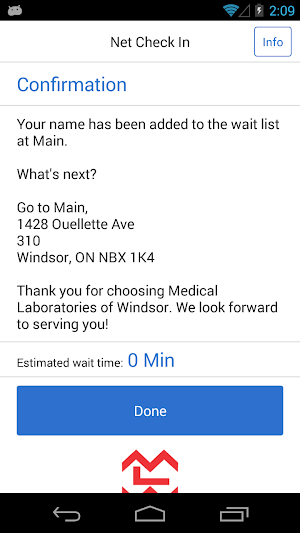 Net Check In - Medical Laboratories of Windsor Screenshot 2