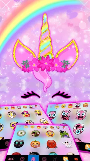 Rainbow Pink Unicorn Keyboard Theme Screenshot 3