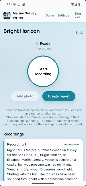 Marine Survey Writer Screenshot 1