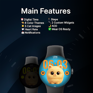 Pink Cat Watch Face Screenshot 1
