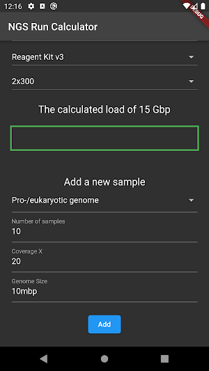 NGS Run Calculator Screenshot 2